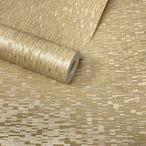 Paste The Wall - Metallic Gold & Champagne Geometric Texture Wallpaper - DL22833