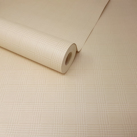 Neutral Cream & Beige Geometric Checked Feature Wallpaper - FD40442