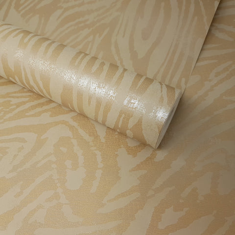 Beige & Brass Animal Zebra Print Snakeskin Texture Wallpaper, FD20724