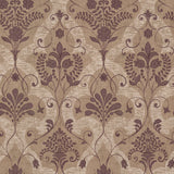 Beige Cream Purple Gold Textured Floral Damask Feature Wallpaper