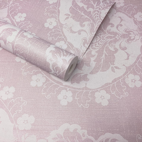 Lavender Purple Floral Medallion Damask Feature Wallpaper - FD21058