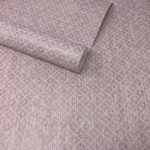 Paste The Wall - Purple & Cream Shimmer Geometric Diamonds Wallpaper - FD21067