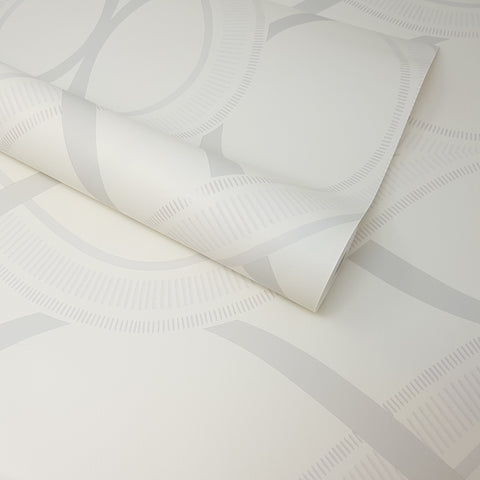 Cream & Grey Ogee Geometric Lines Feature Wallpaper - FD21854