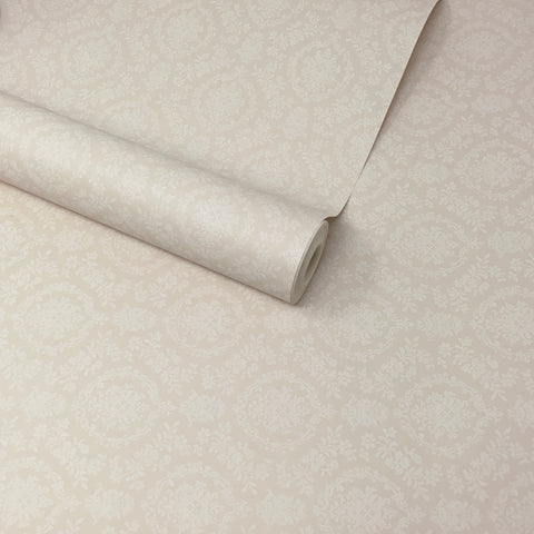 Beige, Light Brown and Off-White Floral Damask Wallpaper - FD22176