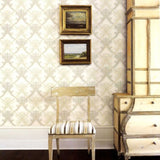 Regalia Beige & Cream Textured Floral Damask Wallpaper - SZ002460